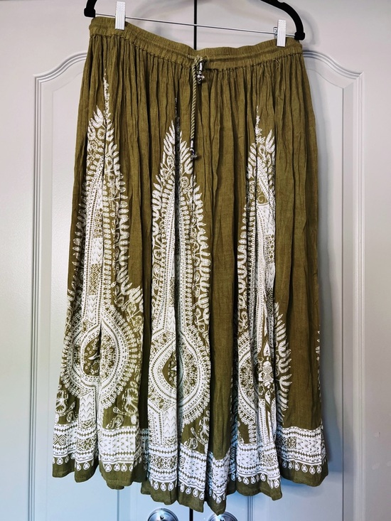 Philosophy Dresses & Skirts - Philosophy Olive Boho Maxi Skirt | Size Large | Rayon Festival Skirt